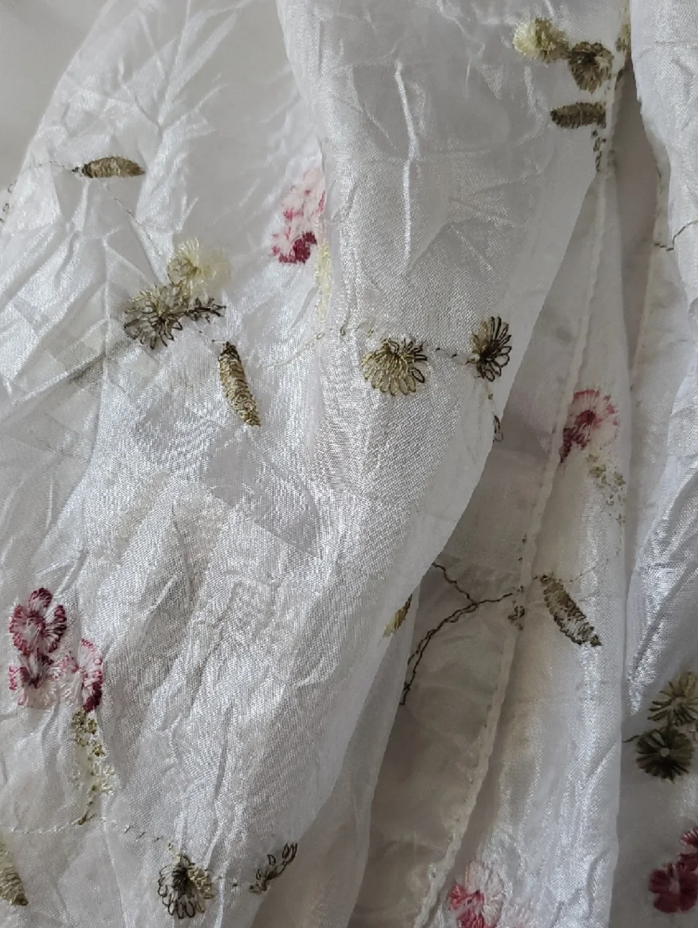 White Floral Fringe Scarf - Lightweight Women's Accessory